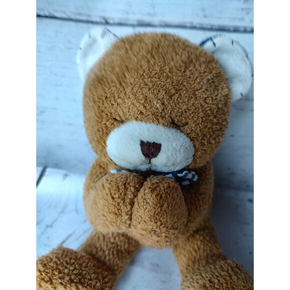 KIDS II OLLIE Praying Brown Bear Plush Navy Blue Bow Tie 8inch Doesn't Work - Picture 3 of 6
